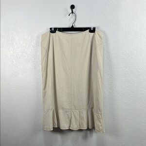 Sag Harbor Women’s Cream‎ Midi Skirt Ruffle Hem Linen Blend Sz 18 Bohemian Chic
